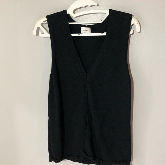 Aritzia Wilfred womens M black cotton knit button up cardigan sweater vest - Picture 1 of 11